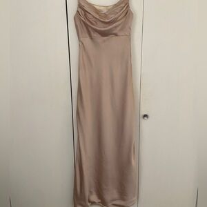Champagne, satin slip dress